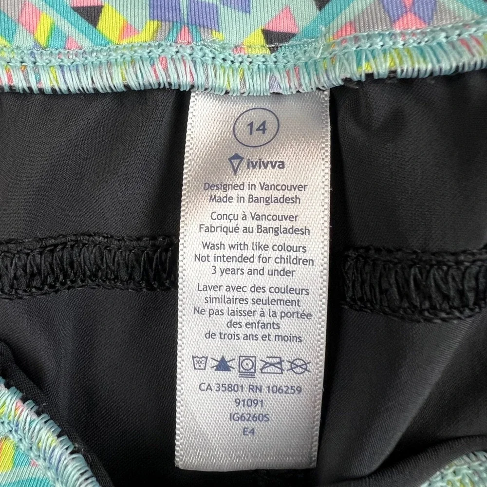 Ivivva Lululemon Girls Black Joggers Athletic Pants Ribbed Trim Size 14